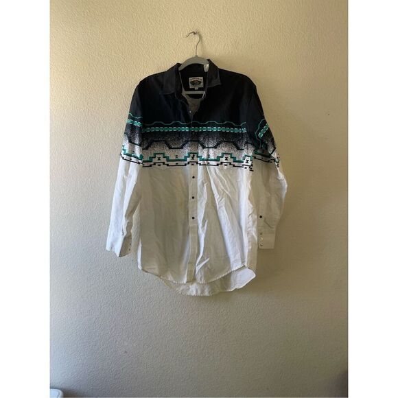Vintage Cumberland Outfitters Western Aztec Print Button‎ Up Shirt XL - Picture 1 of 6